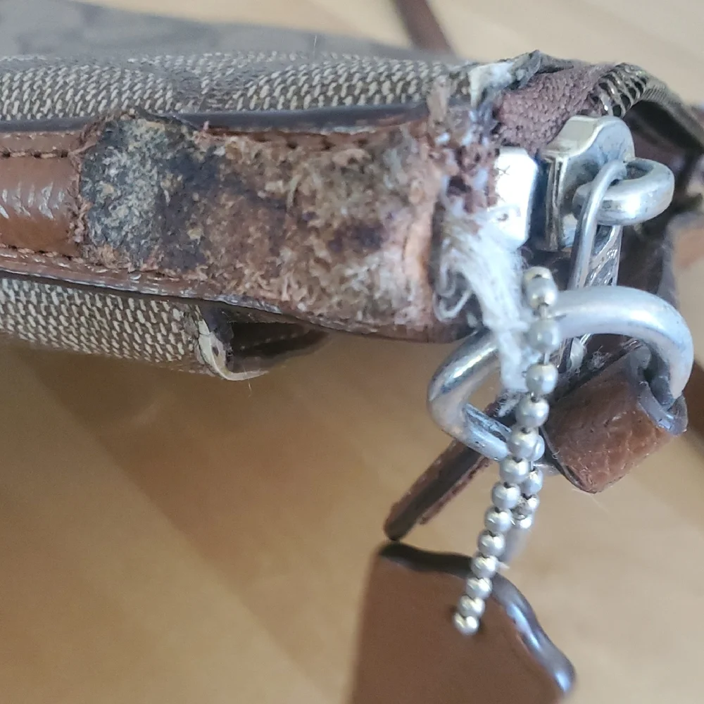 Coach Brown Monogram Canvas Crossbody/Shoulder Bag Project DIY Repair - Picture 4 of 15